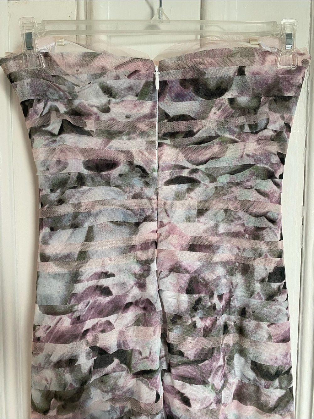 BCBGMaxAzria White Mesh Panel Dress With Ruffles - Picture 7 of 10